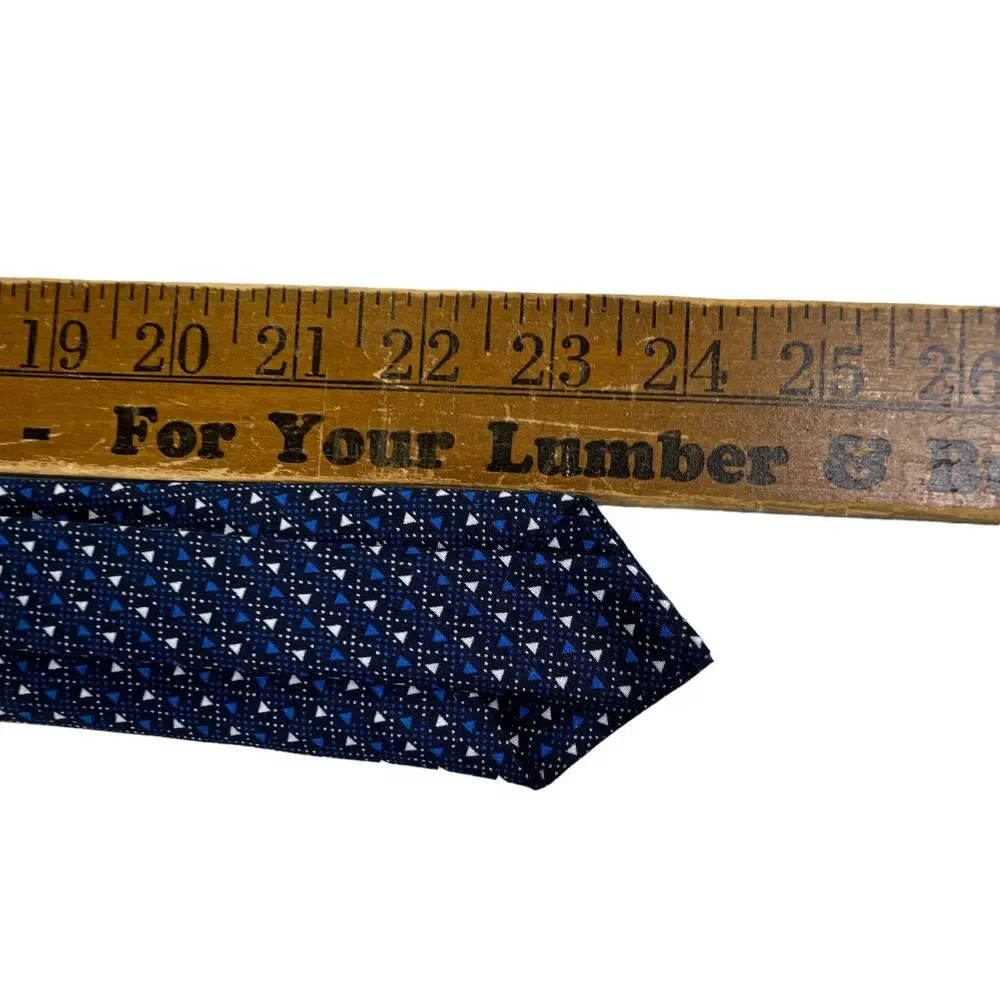 Craft Flow Boys Geometric Triangle Pattern Navy Blue White Skinny Necktie 49